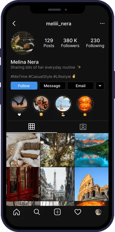Instagram profile with thousands of followers